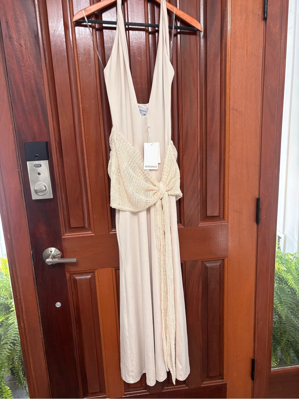 Peppermayo Cream Sleeveless Maxi Dress with Knit Sash